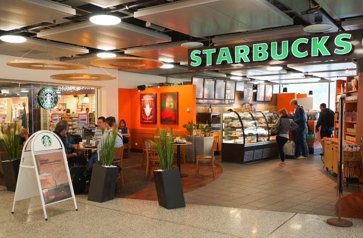 GENEVA - SEP 11: Starbucks cafe interior on September 11, 2014 i